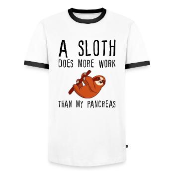 A Sloth Does More Work Than My Pancreas - Men's Ringer Shirt - white/black - Front - AI Model Female 172 light (172cm) & AI Model Male 178 dark (178cm)