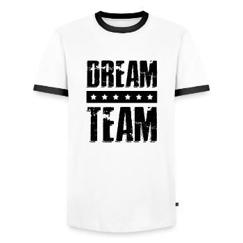 Équipe de rêve - T-shirt contrasté Homme - blanc/noir - Devant - AI Model Female 172 light (172cm) & AI Model Male 178 dark (178cm)