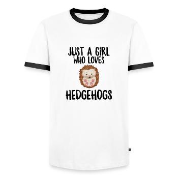 Just a Girl Who Loves Hedgehogs - Men's Ringer Shirt - white/black - Front - AI Model Female 172 light (172cm) & AI Model Male 178 dark (178cm)