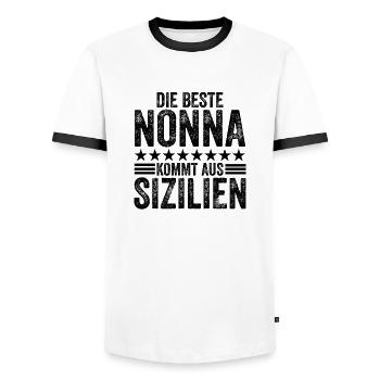Die beste nonna kommt aus sizilien Palermo Italien - Männer Kontrast-T-Shirt - Weiß/Schwarz - Vorne - AI Model Female 172 light (172cm) & AI Model Male 178 dark (178cm)