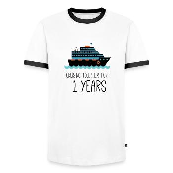 Cruising Together For 1 Years Wedding Anniversary - Men's Ringer Shirt - white/black - Front - AI Model Female 172 light (172cm) & AI Model Male 178 dark (178cm)