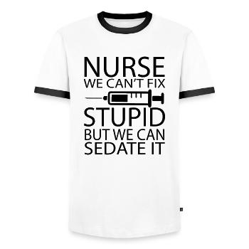 Nurse Krankenschwester Corona - Men's Ringer Shirt - white/black - Front - AI Model Female 172 light (172cm) & AI Model Male 178 dark (178cm)