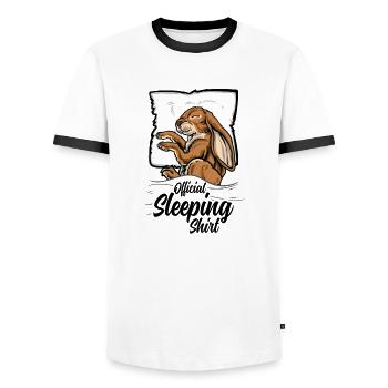 Offizielles Schlafshirt Hase Kaninchen Schlafanzug - Männer Kontrast-T-Shirt - Weiß/Schwarz - Vorne - AI Model Female 172 light (172cm) & AI Model Male 178 dark (178cm)