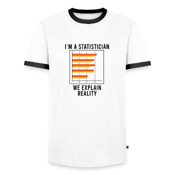 Analyste de science des données statistiques drôle - T-shirt contrasté Homme - blanc/noir - Devant - AI Model Female 172 light (172cm) & AI Model Male 178 dark (178cm)