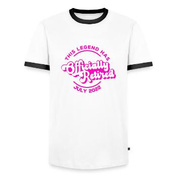 Retirement This Legend Retired July 2022 Funny Ret - Men's Ringer Shirt - white/black - Front - AI Model Female 172 light (172cm) & AI Model Male 178 dark (178cm)