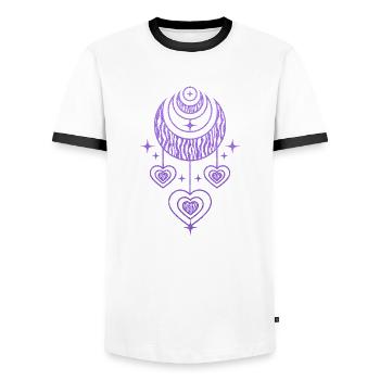 Illustration pour la méditation et l'amour - T-shirt contrasté Homme - blanc/noir - Devant - AI Model Female 172 light (172cm) & AI Model Male 178 dark (178cm)