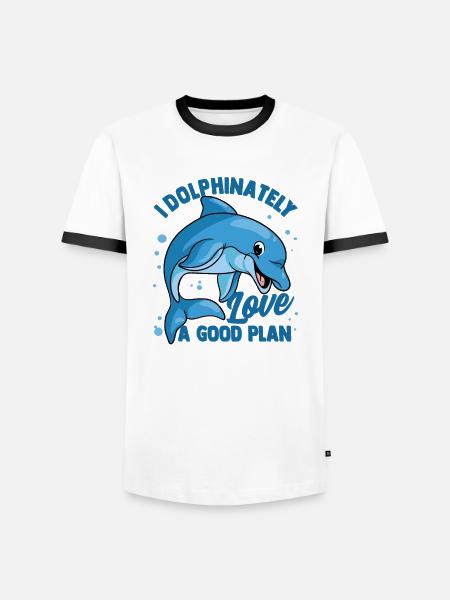 Delphine Delphin Delfin - Männer Kontrast-T-Shirt - Weiß/Schwarz