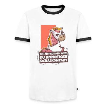 Anime Slap - Hau Ab Unnötiger Sozialkontakt - Männer Kontrast-T-Shirt - Weiß/Schwarz - Vorne - AI Model Female 172 light (172cm) & AI Model Male 178 dark (178cm)
