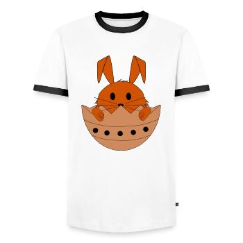 Lapin de Pâques - T-shirt contrasté Homme - blanc/noir - Devant - AI Model Female 172 light (172cm) & AI Model Male 178 dark (178cm)
