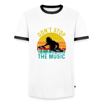 DJ Music Techno Dance Party Gift - Men's Ringer Shirt - white/black - Front - AI Model Female 172 light (172cm) & AI Model Male 178 dark (178cm)