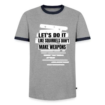 hippie jokes 60s awesome funny sayings green heart - Men's Ringer Shirt - grey/navy  - Front - AI Model Female 172 light (172cm) & AI Model Male 178 light (178cm)