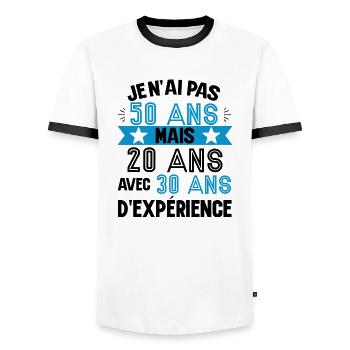 Cadeau anniversaire 50 ans rigolo homme - T-shirt contrasté Homme - blanc/noir - Devant - AI Model Female 172 light (172cm) & AI Model Male 178 dark (178cm)