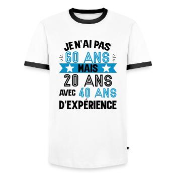 Cadeau anniversaire 60 ans rigolo homme - T-shirt contrasté Homme - blanc/noir - Devant - AI Model Female 172 light (172cm) & AI Model Male 178 dark (178cm)