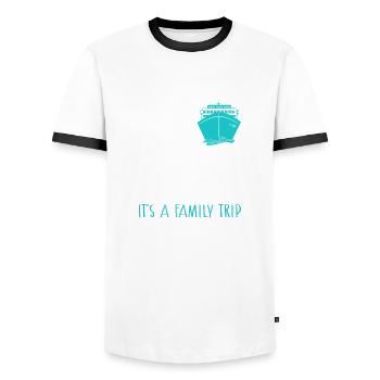 Oh Ship C’est un cadeau de chemise de voyage en famille - T-shirt contrasté Homme - blanc/noir - Devant - AI Model Female 172 light (172cm) & AI Model Male 178 dark (178cm)