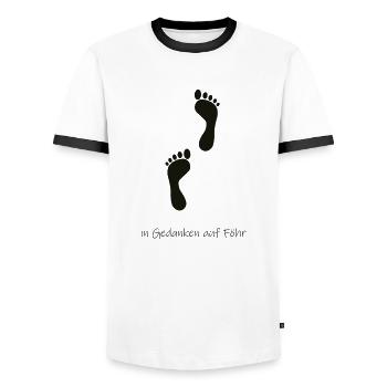 In Gedanken auf Föhr - Männer Kontrast-T-Shirt - Weiß/Schwarz - Vorne - AI Model Female 172 light (172cm) & AI Model Male 178 dark (178cm)