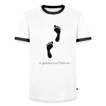 In Gedanken auf Baltrum - Männer Kontrast-T-Shirt - Weiß/Schwarz - Vorne - AI Model Female 172 light (172cm) & AI Model Male 178 dark (178cm)