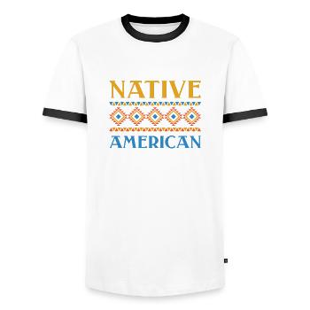 Indians For All Indigenous Peoples - Men's Ringer Shirt - white/black - Front - AI Model Female 172 light (172cm) & AI Model Male 178 dark (178cm)