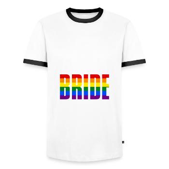 Here Come The Bride LGBT Geschenk Shirt - Männer Kontrast-T-Shirt - Weiß/Schwarz - Vorne - AI Model Female 172 light (172cm) & AI Model Male 178 dark (178cm)