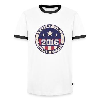 Awesome Since 2016 6. Geburtstag - Männer Kontrast-T-Shirt - Weiß/Schwarz - Vorne - AI Model Female 172 light (172cm) & AI Model Male 178 dark (178cm)