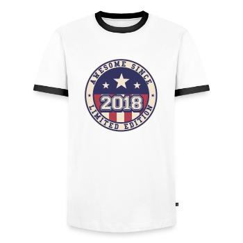 Awesome Since 2018 4. Geburtstag - Männer Kontrast-T-Shirt - Weiß/Schwarz - Vorne - AI Model Female 172 light (172cm) & AI Model Male 178 dark (178cm)