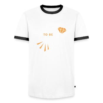 Soon wife for bride and groom - Men's Ringer Shirt - white/black - Front - AI Model Female 172 light (172cm) & AI Model Male 178 dark (178cm)