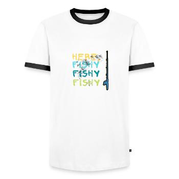 Süß hier Fischig Fisch Angeln Liebhaber Fischer Liebe - Männer Kontrast-T-Shirt - Weiß/Schwarz - Vorne - AI Model Female 172 light (172cm) & AI Model Male 178 dark (178cm)