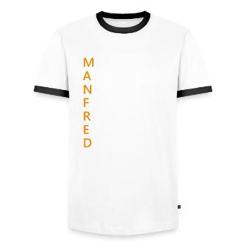 Manfred Name Geschenk - Männer Kontrast-T-Shirt - Weiß/Schwarz - Vorne - AI Model Female 172 light (172cm) & AI Model Male 178 dark (178cm)