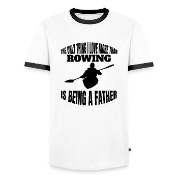 Rower Father Rower Papa Rowing Club Dad Rowing - Men's Ringer Shirt - white/black - Front - AI Model Female 172 light (172cm) & AI Model Male 178 dark (178cm)