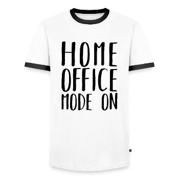 Home Office Mode On Humor Remote Work - Men's Ringer Shirt - white/black - Front - AI Model Female 172 light (172cm) & AI Model Male 178 dark (178cm)