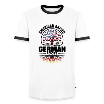 American Raised With German Roots German Germany - Men's Ringer Shirt - white/black - Front - AI Model Female 172 light (172cm) & AI Model Male 178 dark (178cm)