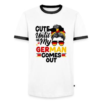 German Germany German Flag Cute Until My German - Männer Kontrast-T-Shirt - Weiß/Schwarz - Vorne - AI Model Female 172 light (172cm) & AI Model Male 178 dark (178cm)