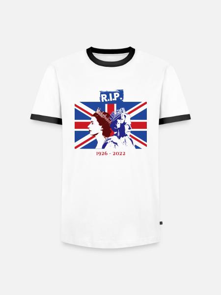 RIP - Queen Elizabeth II - The End Of An Era - Men's Ringer Shirt - white/black