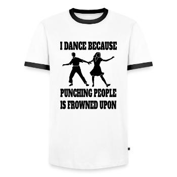 Dancing Sport Hobby Dancer Gift Dance Sport - Men's Ringer Shirt - white/black - Front - AI Model Female 172 light (172cm) & AI Model Male 178 dark (178cm)