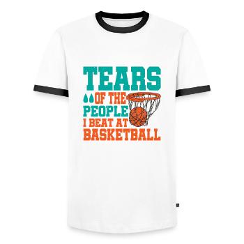 Tears Of The People I Beat At Basketball - Men's Ringer Shirt - white/black - Front - AI Model Female 172 light (172cm) & AI Model Male 178 dark (178cm)