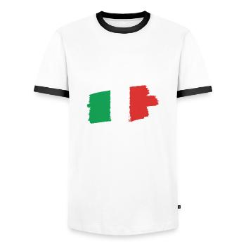 Italien-flaggen-designs Für Alle Stolzen Italiener - Männer Kontrast-T-Shirt - Weiß/Schwarz - Vorne - AI Model Female 172 light (172cm) & AI Model Male 178 dark (178cm)
