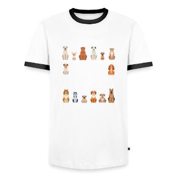 Funny Sit Happens Pet Sitting Design For - Men's Ringer Shirt - white/black - Front - AI Model Female 172 light (172cm) & AI Model Male 178 dark (178cm)