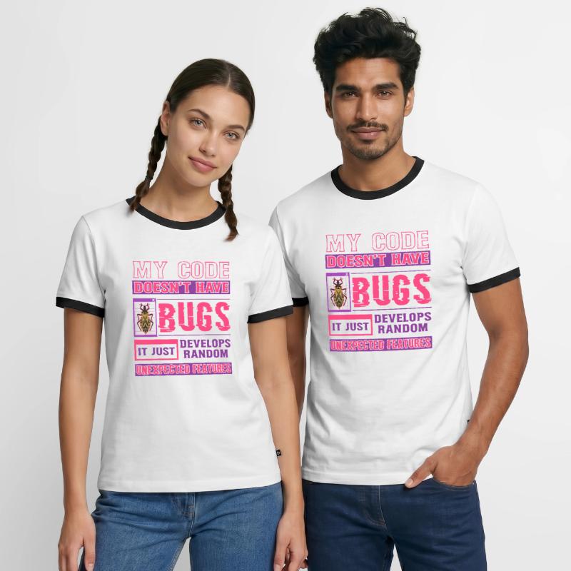 Developer My Code Has No Bugs Funny Coding Men's Ringer Shirt