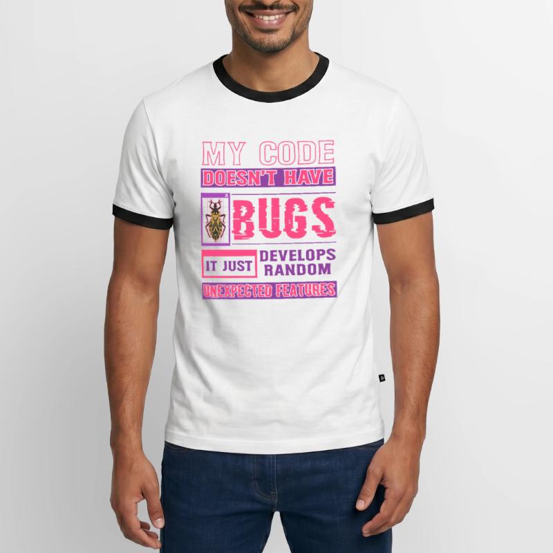 Developer My Code Has No Bugs Funny Coding Men's Ringer Shirt