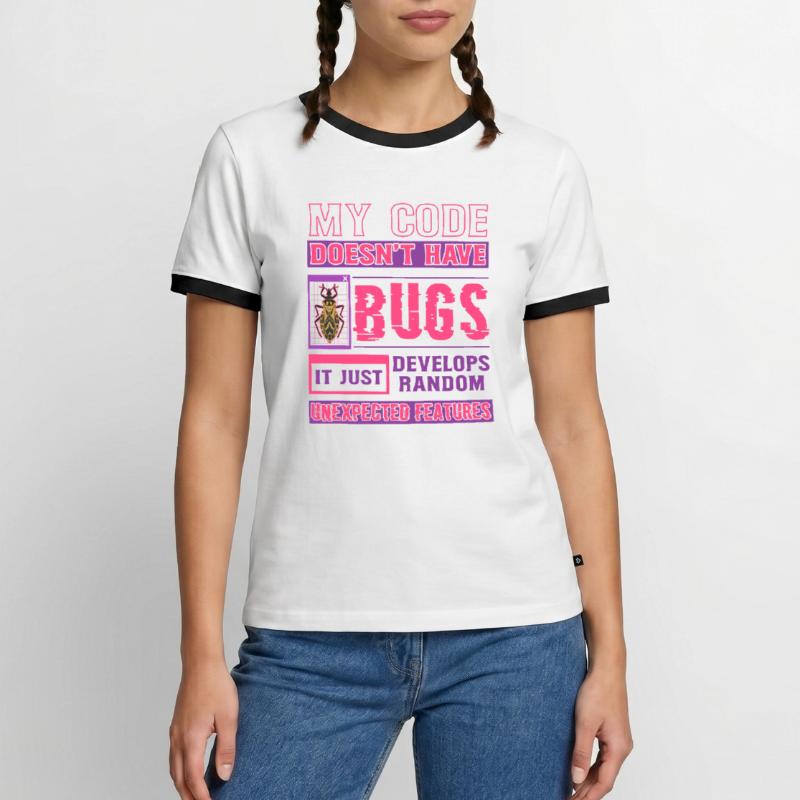 Developer My Code Has No Bugs Funny Coding Men's Ringer Shirt
