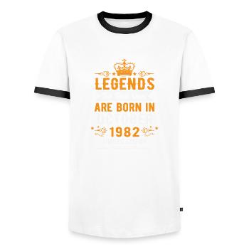 Oktober 1982 - 40. Geburtstag Geschenk. Legende. - Männer Kontrast-T-Shirt - Weiß/Schwarz - Vorne - AI Model Female 172 light (172cm) & AI Model Male 178 dark (178cm)