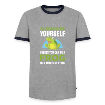 Sei Immer Du Selbst, Außer Du Kannst Ein Frosch - Männer Kontrast-T-Shirt - Grau/Navy  - Vorne - AI Model Female 172 light (172cm) & AI Model Male 178 light (178cm)