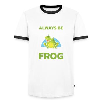 Always be yourself, unless you can be a frog - Men's Ringer Shirt - white/black - Front - AI Model Female 172 light (172cm) & AI Model Male 178 dark (178cm)