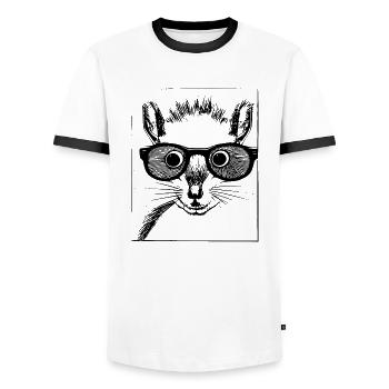 Squirrel Sunglasses Animal Cute Funny Cool 01 - Men's Ringer Shirt - white/black - Front - AI Model Female 172 light (172cm) & AI Model Male 178 dark (178cm)