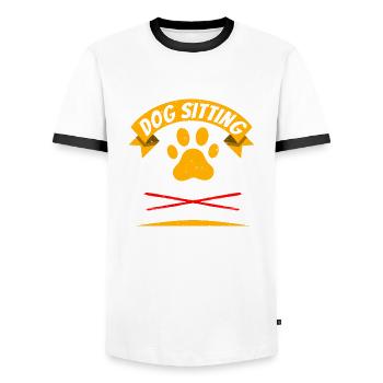 Dog Sitting Sleep Shirt geschenk - Männer Kontrast-T-Shirt - Weiß/Schwarz - Vorne - AI Model Female 172 light (172cm) & AI Model Male 178 dark (178cm)
