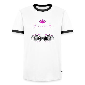 Moderatorin T witziges Spruch Motiv Moderatorin - Männer Kontrast-T-Shirt - Weiß/Schwarz - Vorne - AI Model Female 172 light (172cm) & AI Model Male 178 dark (178cm)