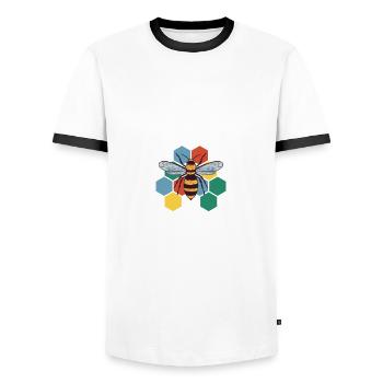Im A Keeper Bee Shirt Gift - Men's Ringer Shirt - white/black - Front - AI Model Female 172 light (172cm) & AI Model Male 178 dark (178cm)