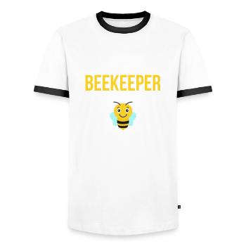 Ceci est mon cadeau de chemise de costume d’apiculteur - T-shirt contrasté Homme - blanc/noir - Devant - AI Model Female 172 light (172cm) & AI Model Male 178 dark (178cm)
