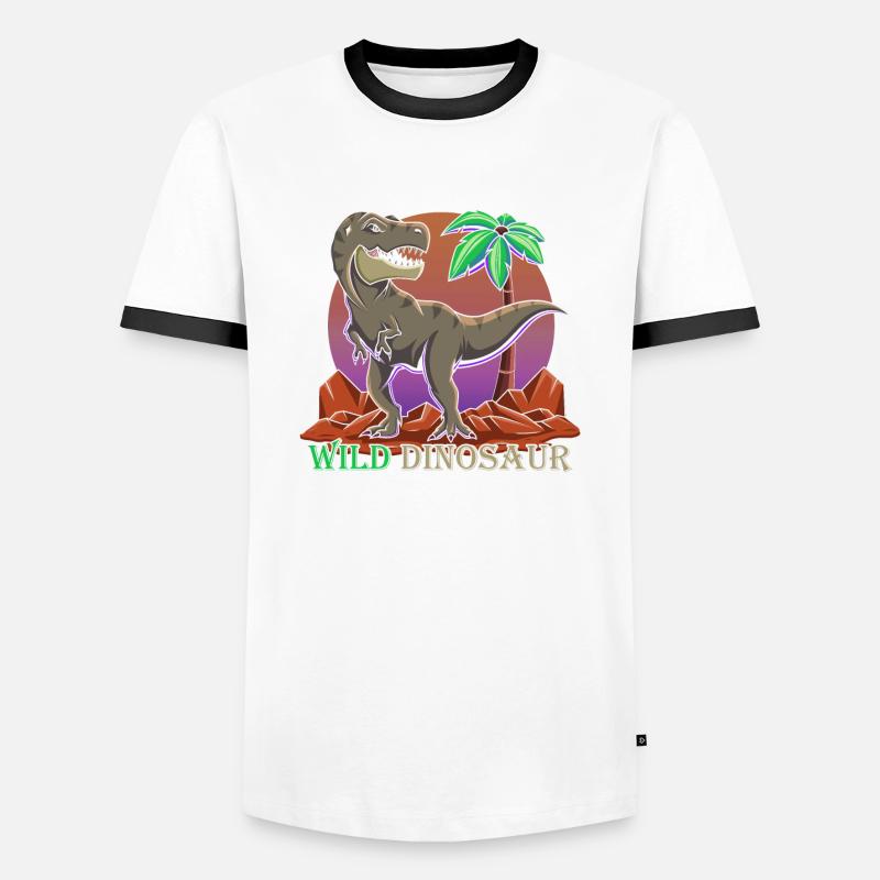Dino - Männer Kontrast-T-Shirt - Weiß/Schwarz