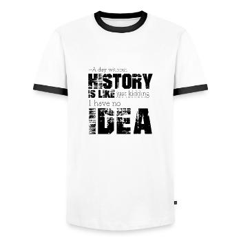 Geschichte - Männer Kontrast-T-Shirt - Weiß/Schwarz - Vorne - AI Model Female 172 light (172cm) & AI Model Male 178 dark (178cm)