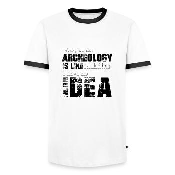 Archéologie - T-shirt contrasté Homme - blanc/noir - Devant - AI Model Female 172 light (172cm) & AI Model Male 178 dark (178cm)